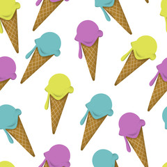 Ice cream seamless pattern illustration. Summer food. 