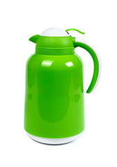 green teapot on white background isolated