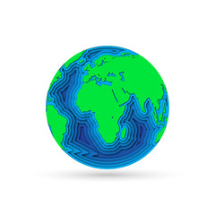 Earth planet in 3d paper cut design. Vector illustration.