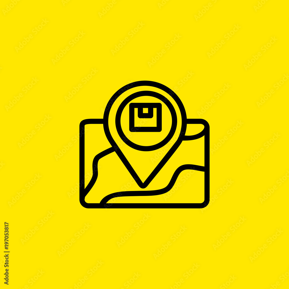 Poster map with pin pointer icon