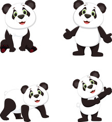 Naklejka premium cute panda cartoon collection