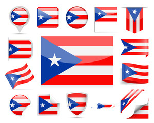 Puerto Rico Flag Vector Set