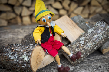 Old wooden pinocchio pupett marionette toy