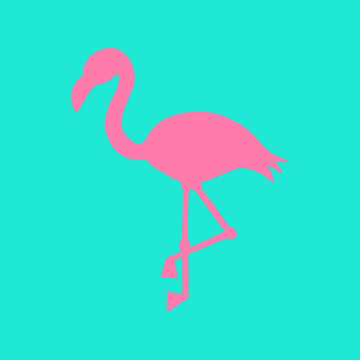 Mint background with pink flamingo silhouette, summer tropical flamingo vector illustration.