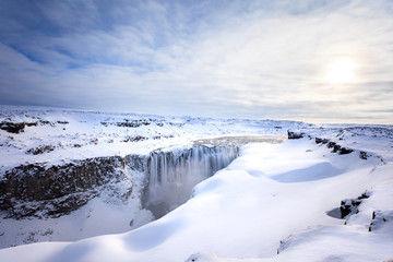 Fototapeta na wymiar Famous waterfall in Iceland in winter