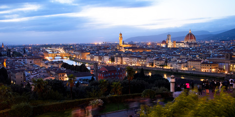 Fototapeta na wymiar View of Florence at night in the autumn.