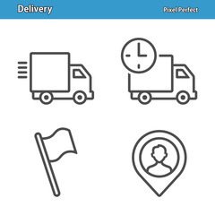Delivery and Logistics Icons. Professional, pixel perfect icons depicting various delivery, logistics and transportation concepts. EPS 8 format.
