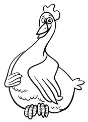 hen farm animal character coloring book