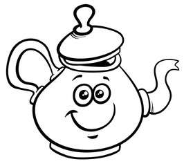 teapot or kettle cartoon character color book