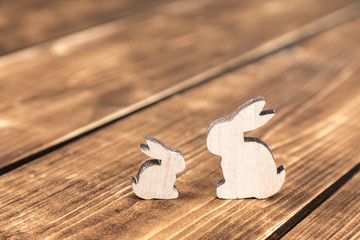 bunny on wooden background for easter - 197057855