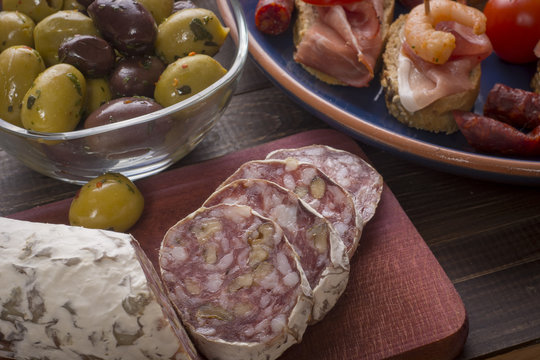 Mixed starters on table