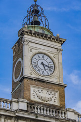 Old clock tower at Piazza del Popolo in Ravenna