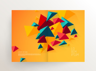 Fototapeta premium Book cover design template with abstract polygonal objects.