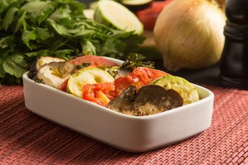 Ratatouille with zucchini and eggplant
