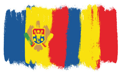 Moldova Flag & Romania Flag Vector Hand Painted with Rounded Brush