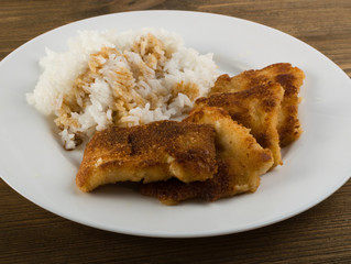 Fish in Breadcrumbs and Rice
