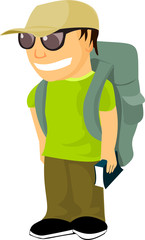 Young backpacker with travel guide