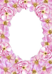 Fototapeta na wymiar Floral frame with watercolor drawing flowers