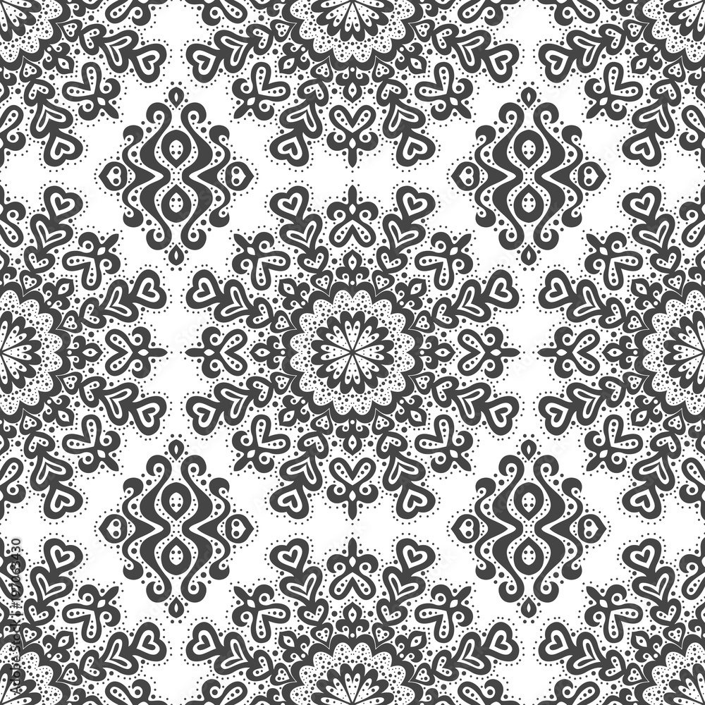 Poster abstract seamless pattern of dots and curls.