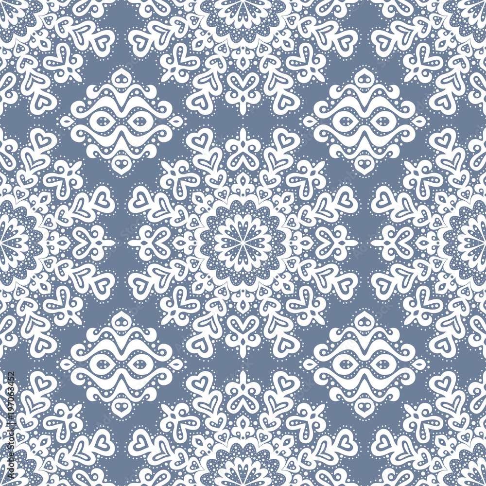 Poster abstract seamless pattern of dots and curls.