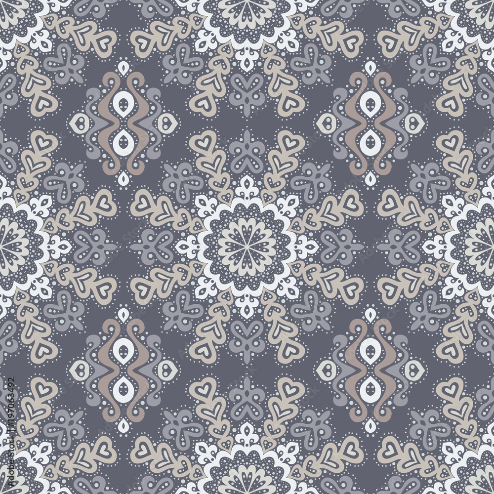 Poster abstract seamless pattern of dots and curls.
