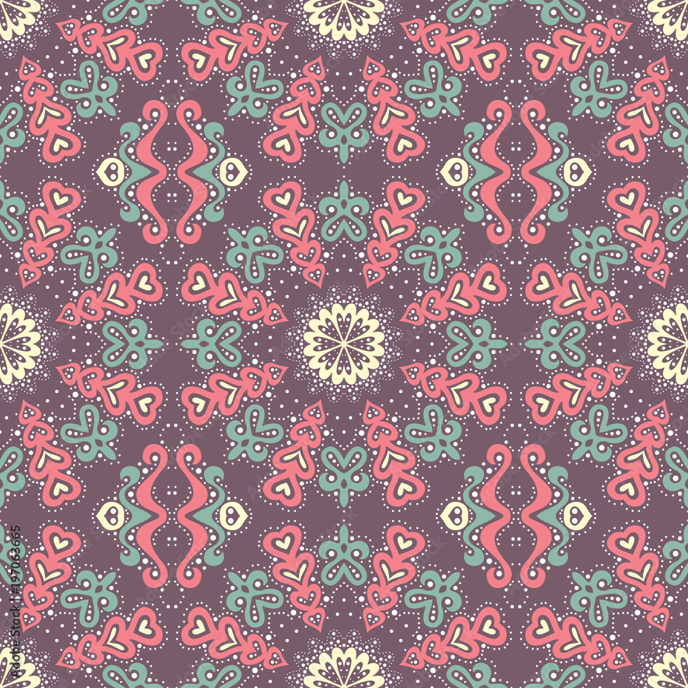 Poster abstract seamless pattern of dots and curls.