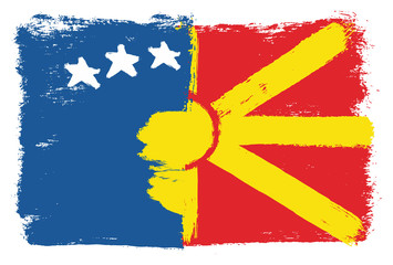 Kosovo Flag & Macedonia Flag Vector Hand Painted with Rounded Brush