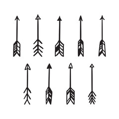 Scandinavian style hand drawn arrows set. Vector vintage illustration.