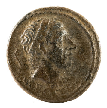 Roman Republic Coin. Ancient Roman silver denarius of the family Marcia. Obverse.