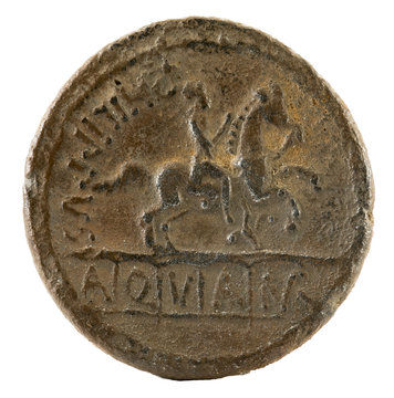 Roman Republic Coin. Ancient Roman silver denarius of the family Marcia. Reverse.