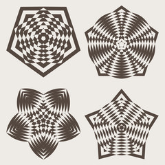 Optical illusion, abstract geometric design element.