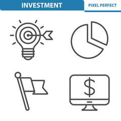 Investment Icons. Professional, pixel perfect icons depicting various investment, business and finance concepts. EPS 8 format.