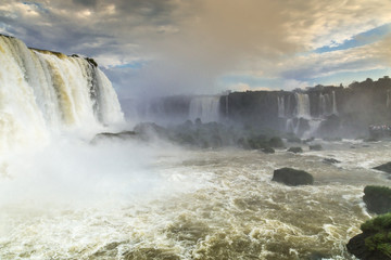 Tourists at Iguassu Falls at Iguassu National Park, World Natural Heritage Site by UNESCO