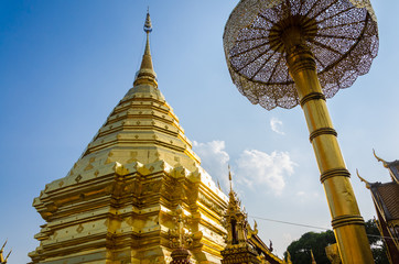 Wat Doi Suthep in Blue Sky and Cloud Chiang Mai Thailand