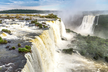 Tourists at Iguassu Falls at Iguassu National Park, World Natural Heritage Site by UNESCO
