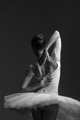 Young beautiful ballerina is posing in studio