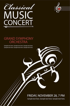 monochrome classical concert poster with violin image