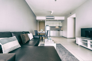 Living room of loft apartment -vintage filter