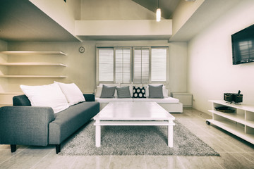 Living room of loft apartment -vintage filter