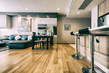 Living room of loft apartment -vintage filter