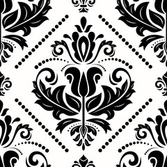 Classic seamless vector pattern. Damask orient ornament. Classic vintage back and white background