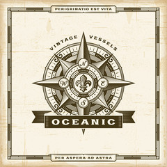 Vintage Oceanic Label. Editable EPS10 vector illustration in retro woodcut style with transparency.