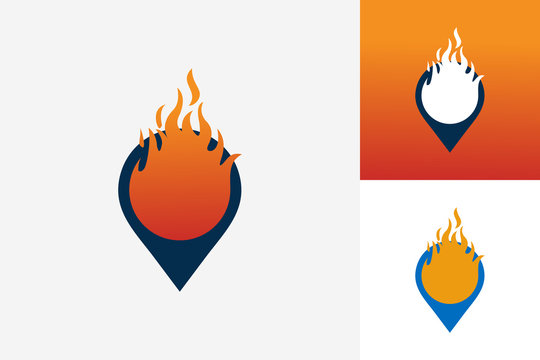 Pin Fire Logo Template Design Vector, Emblem, Design Concept, Creative Symbol, Icon