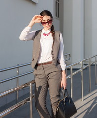 Woman business suit, handbag