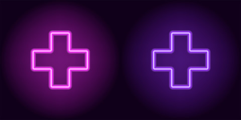 Obraz premium Purple and violet neon medical cross