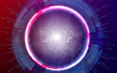 big data background vector illustration. Information streams. Future technology. Fractal element with binary code.