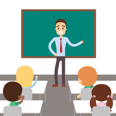 Teacher in classroom.