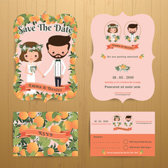 Orange orchard theme wedding couple bride & groom
