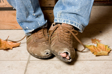 Battered shoes