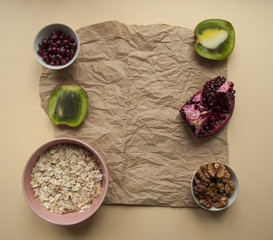 Healthy breakfast ingredients.